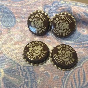 BOTTLE CAPS UNUSED CORK LINED BROWNIE ROOT BEER  LOT OF 4 VINTAGE NOS